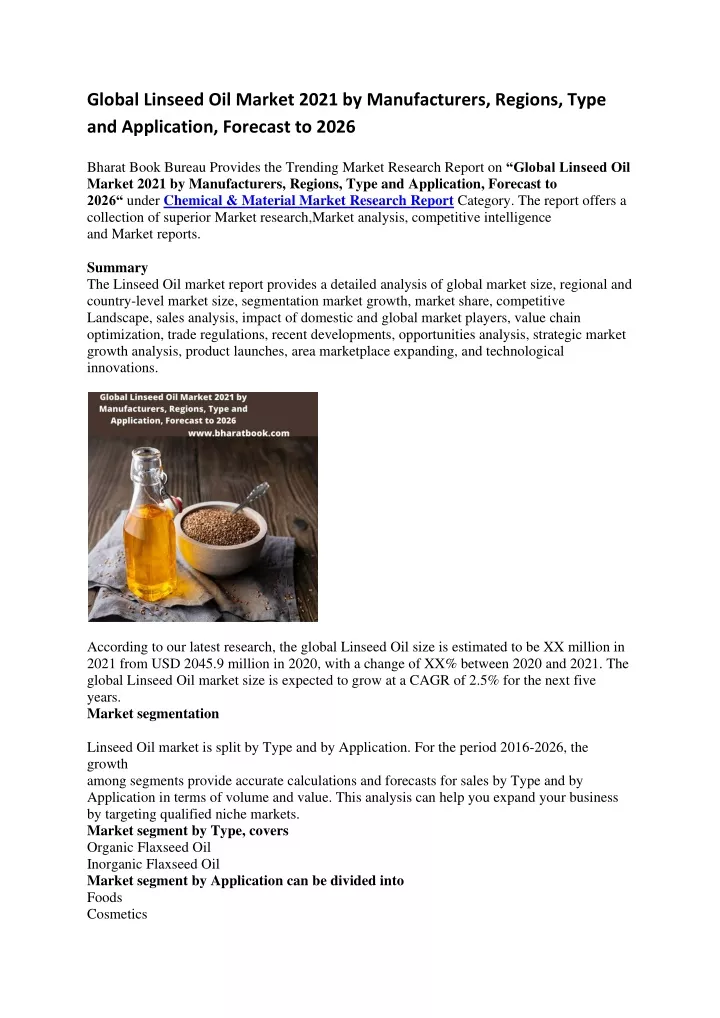 global linseed oil market 2021 by manufacturers