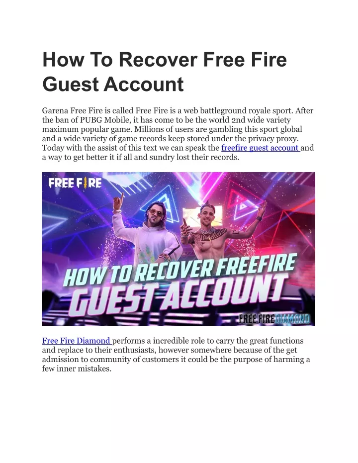 how to recover free fire guest account