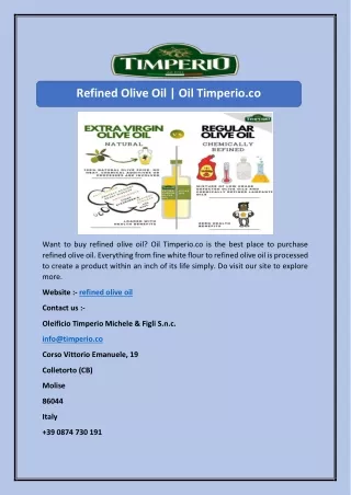 Refined Olive Oil | Oil Timperio.co