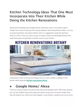 Kitchen Technology Ideas That One Must Incorporate Into Their Kitchen While Doing the Kitchen Renovations