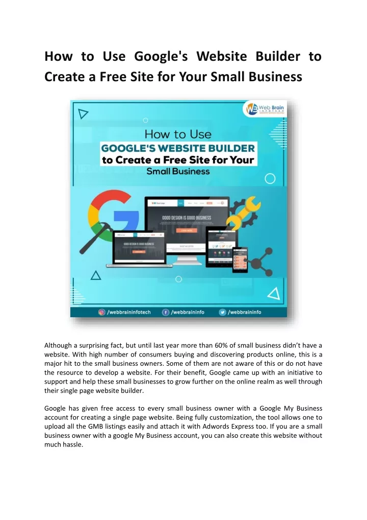 how to use google s website builder to create