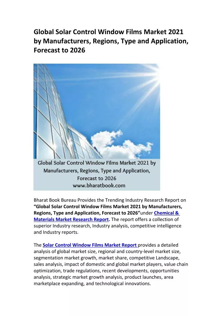 global solar control window films market 2021