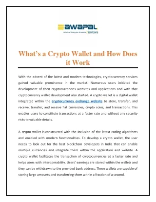 what s a crypto wallet and how does it work