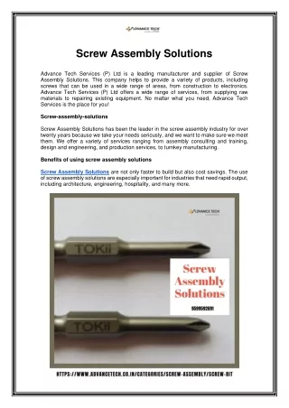 screw assembly solutions
