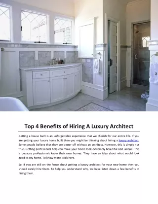 Top 4 Benefits of Hiring A Luxury Architect