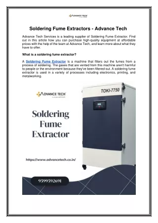 Soldering Fume Extractors - Advance Tech