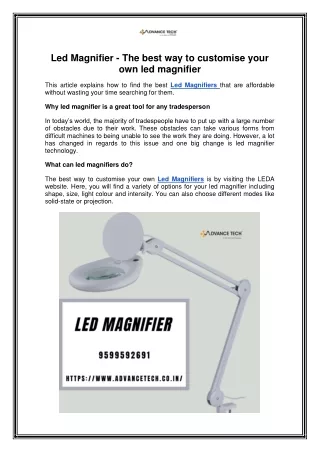Led Magnifier - The best way to customise your own led magnifier