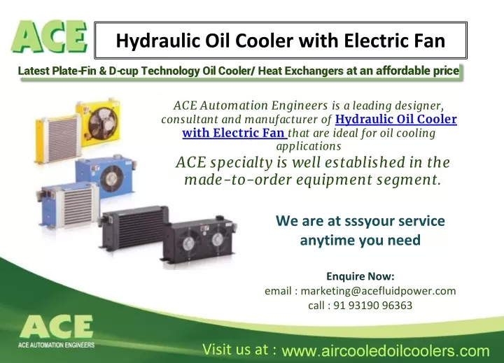 hydraulic oil cooler with electric fan