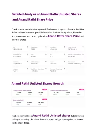 Buy Anand Rathi Unlisted shares and get Best Share Price