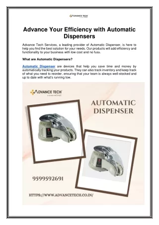 Advance Your Efficiency with Automatic Dispensers