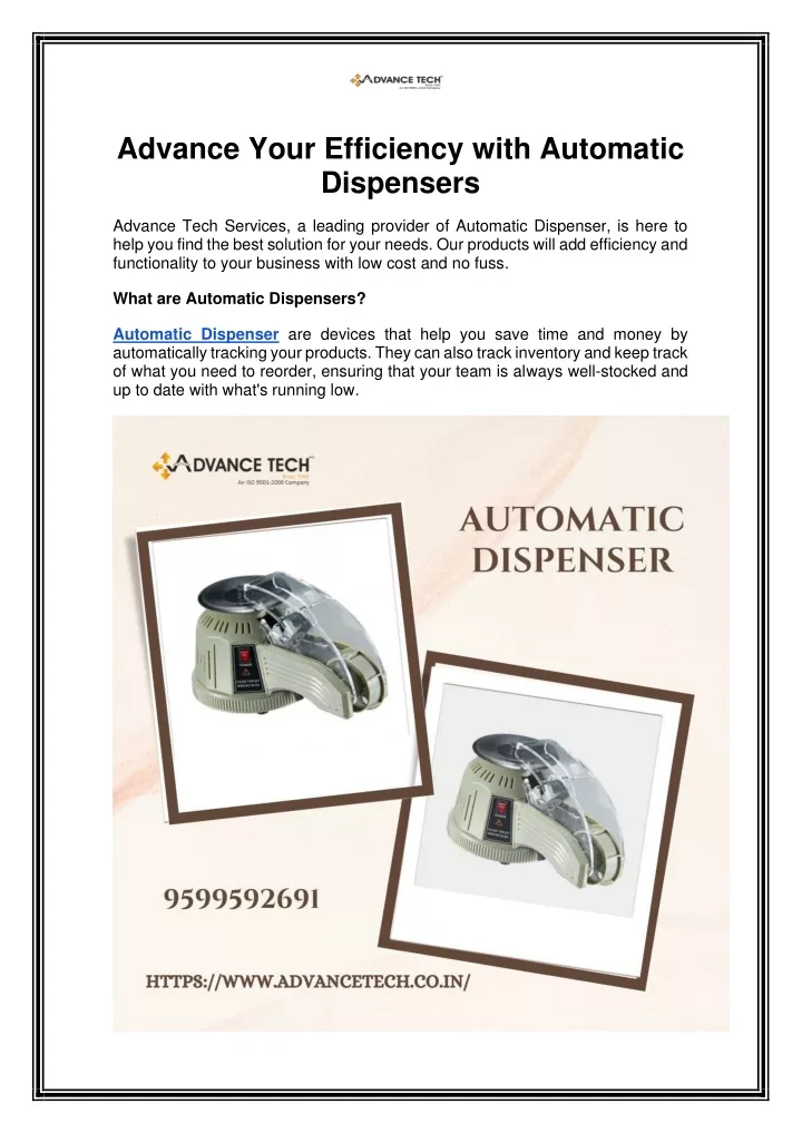 advance your efficiency with automatic dispensers