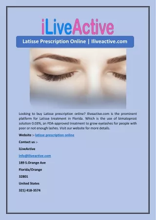 Latisse Prescription Online | Iliveactive.com