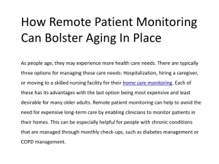 how remote patient monitoring can bolster aging in place
