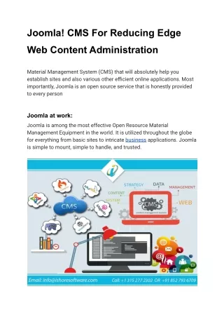 Joomla! CMS For Cutting Edge Content Management