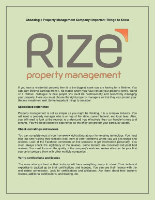 choosing a property management company important