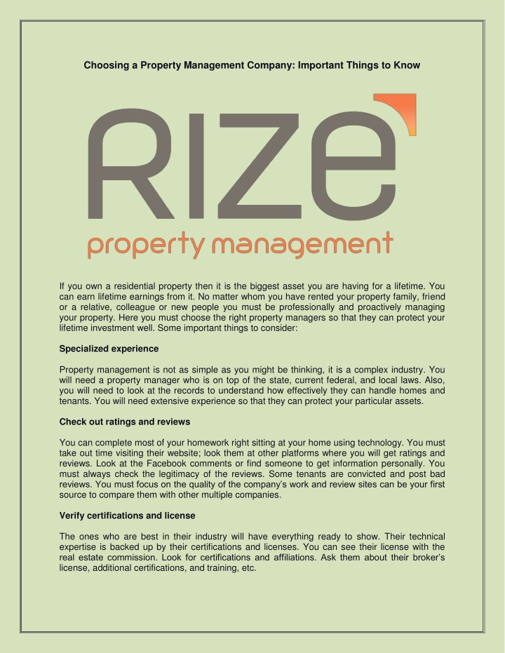 choosing a property management company important