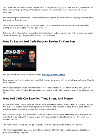 Why You're Failing At Loci Cycle Chris Munch Bonuses
