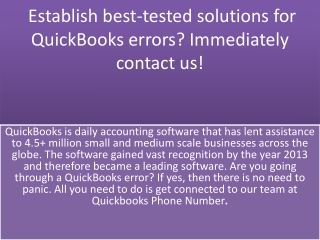 Establish best-tested solutions for QuickBooks errors? Immediately contact us!