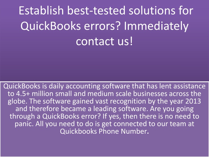 establish best tested solutions for quickbooks errors immediately contact us