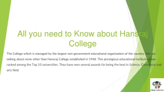 All you need to Know about Hansraj College