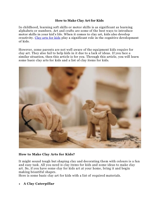 How to make clay art for kids