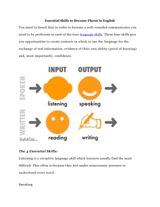 Essential Skills for fluent english