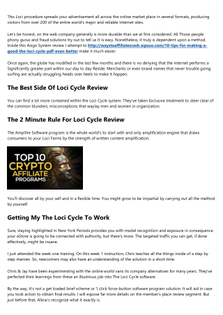 Loci Cycle Review No Further A Mystery