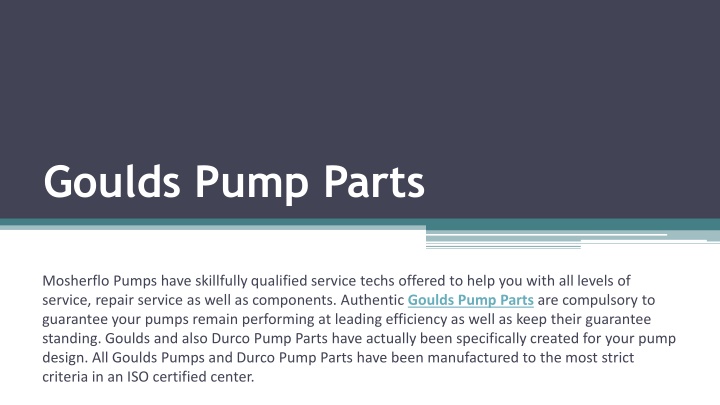goulds pump parts