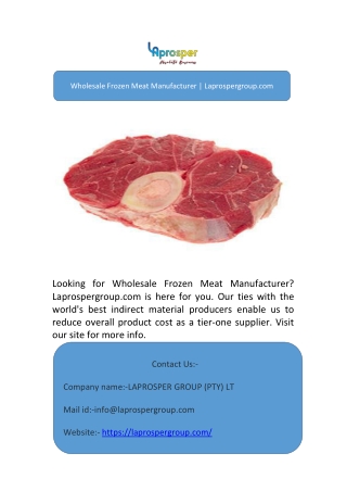 Wholesale Frozen Meat Manufacturer | Laprospergroup.com