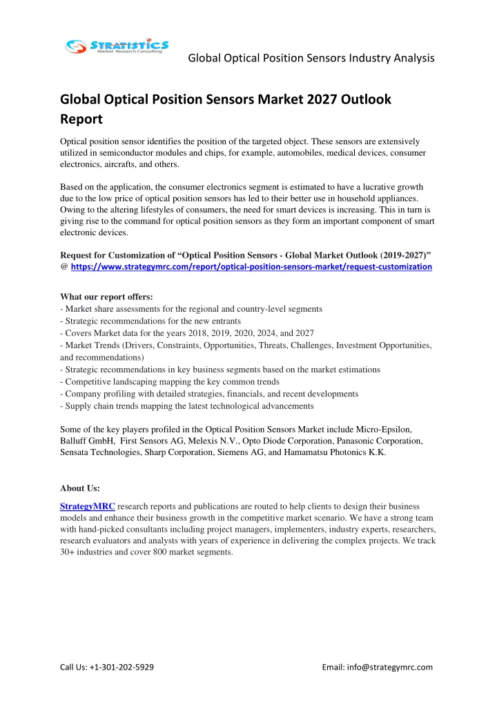 global optical position sensors industry analysis