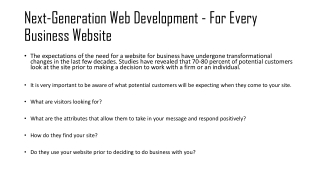 Next-Generation Web Development - For Every Business Website
