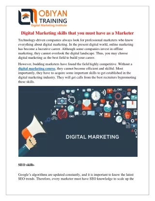 digital marketing skills that you must have