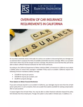 OVERVIEW OF CAR INSURANCE REQUIREMENTS IN CALIFORNIA.docx