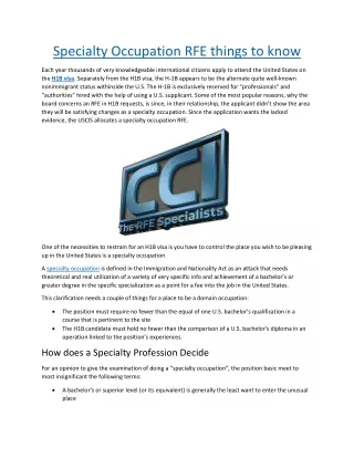 specialty occupation rfe things to know