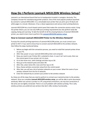 How Do I Perform Lexmark MS312DN Wireless Setup.docx
