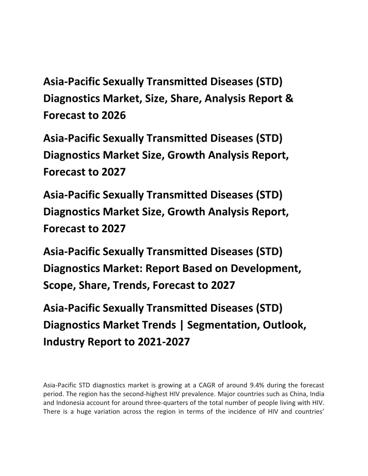 asia pacific sexually transmitted diseases