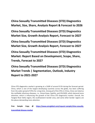 China Sexually Transmitted Diseases (STD) Diagnostics Market, Size, Share
