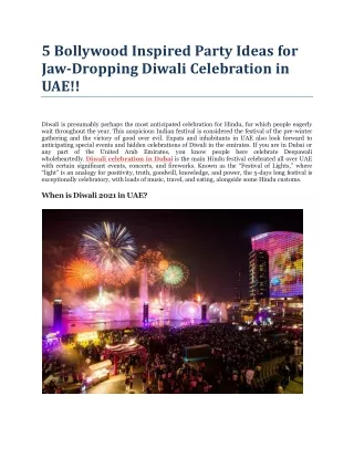 5 Bollywood Inspired Party Ideas for Jaw-Dropping Diwali Celebration in UAE!!