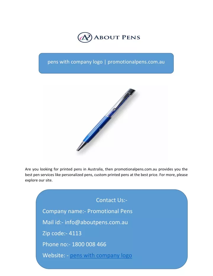 pens with company logo promotionalpens com au