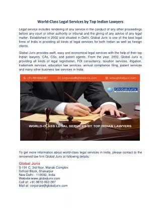World-Class Legal Services by Top Indian Lawyers