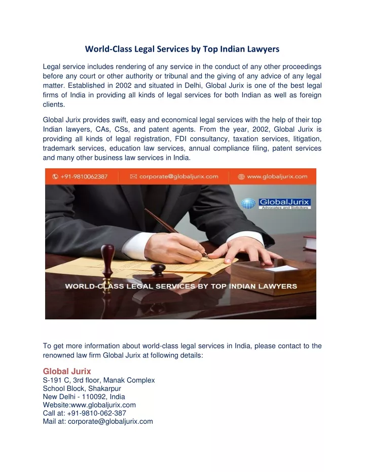 world class legal services by top indian lawyers