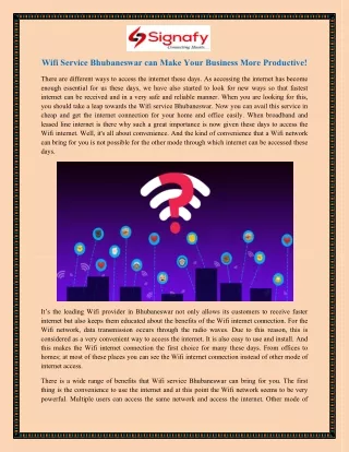 Wifi Service Bhubaneswar can Make Your Business More Productive!