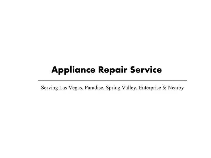 appliance repair service