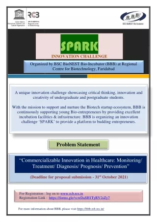 SPARK 2021_Program BBB BioNest Bio Incubator
