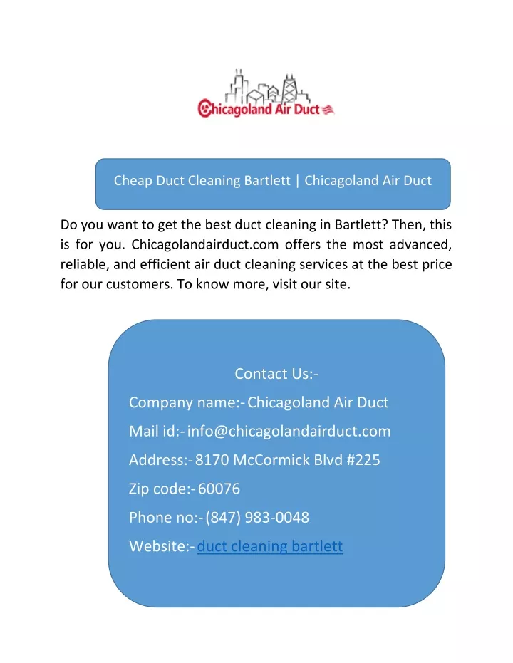 cheap duct cleaning bartlett chicagoland air duct