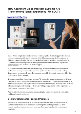 How Apartment Video Intercom Systems Are Transforming Tenant Experience  UnikCCTV