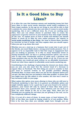 is it a good idea to buy likes
