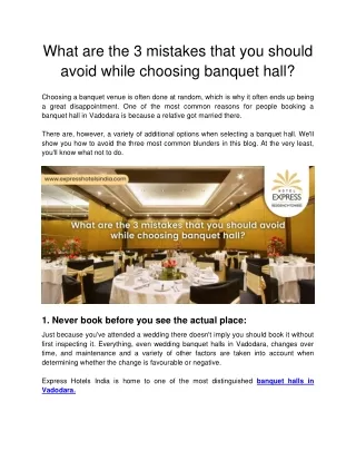 Express Hotels India - What are the 3 mistakes that you should avoid while choosing banquet hall-converted