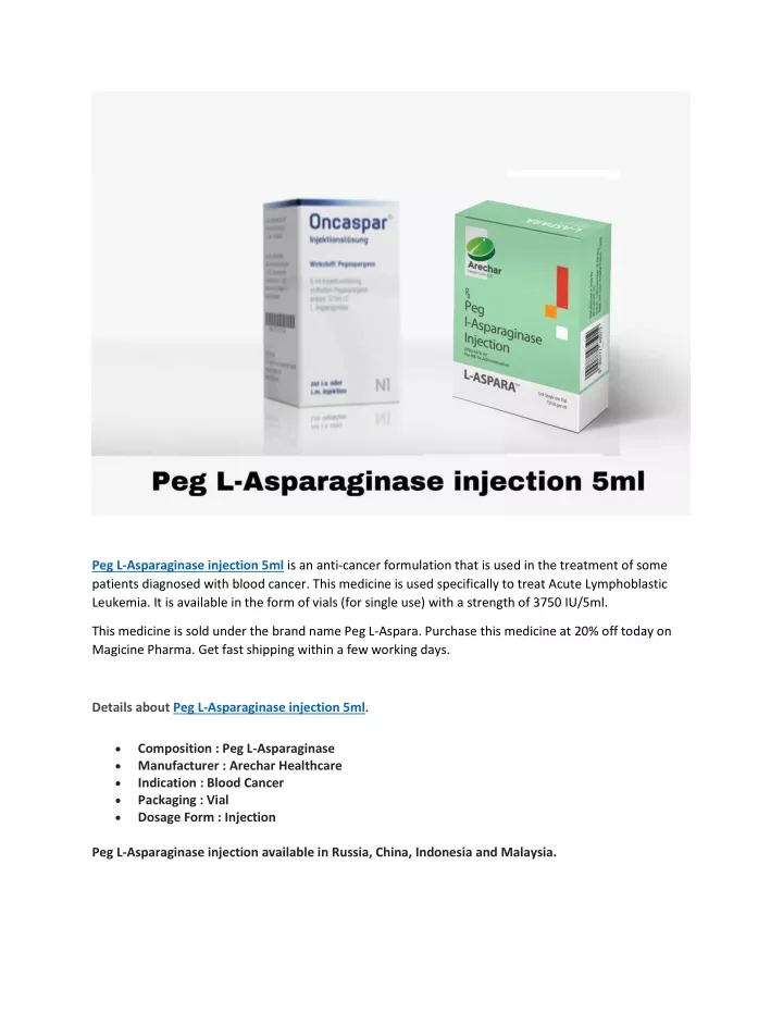 peg l asparaginase injection 5ml is an anti