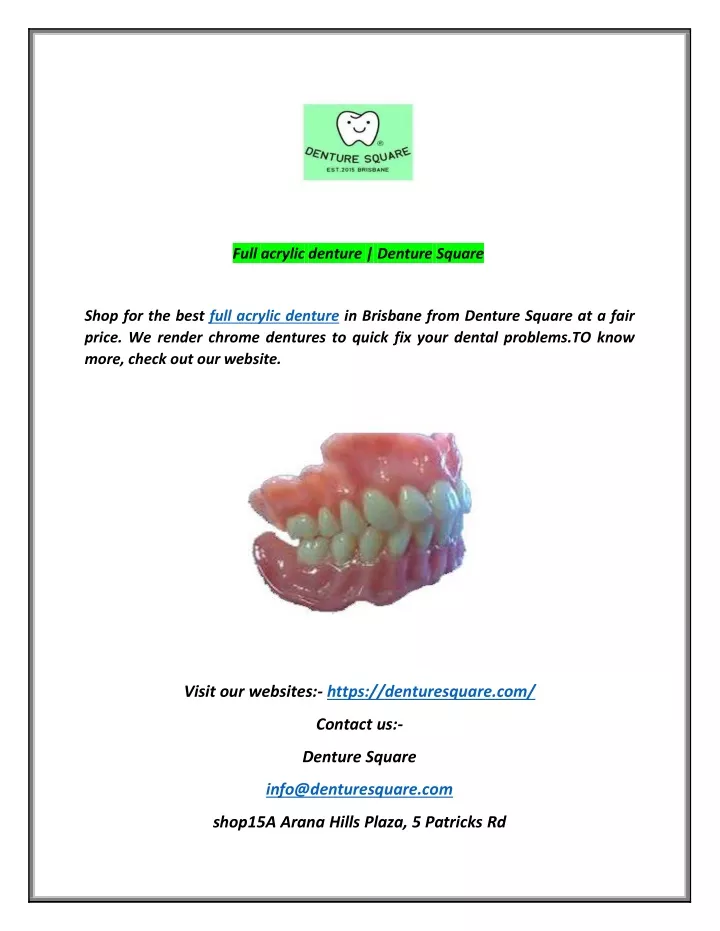 full acrylic denture denture square